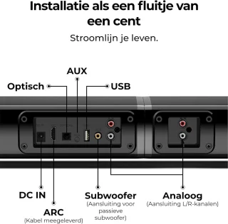 4.1-kanaals soundbar met subwoofer, app-besturing, Bluetooth 5.3 en 3 EQ-modi
