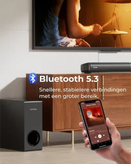 4.1-kanaals soundbar met subwoofer, app-besturing, Bluetooth 5.3 en 3 EQ-modi