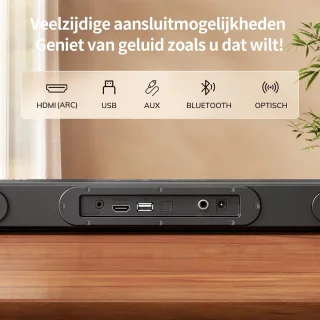 2.1-kanaals soundbar met subwoofer en Bluetooth 5.3 voor TV en PC - Indrukwekkende Geluidskwaliteit met Meeslepende Bastonen