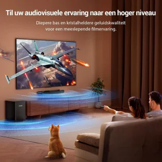 2.1-kanaals soundbar met subwoofer en Bluetooth 5.3 voor TV en PC - Indrukwekkende Geluidskwaliteit met Meeslepende Bastonen