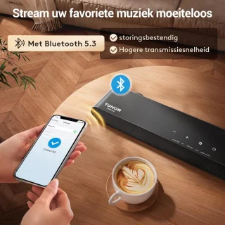 2.1-kanaals soundbar met subwoofer en Bluetooth 5.3 voor TV en PC - Indrukwekkende Geluidskwaliteit met Meeslepende Bastonen