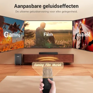 2.1-kanaals soundbar met subwoofer en Bluetooth 5.3 voor TV en PC - Indrukwekkende Geluidskwaliteit met Meeslepende Bastonen