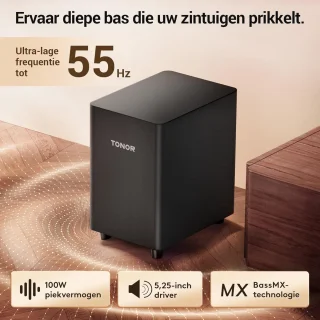 2.1-kanaals soundbar met subwoofer en Bluetooth 5.3 voor TV en PC - Indrukwekkende Geluidskwaliteit met Meeslepende Bastonen