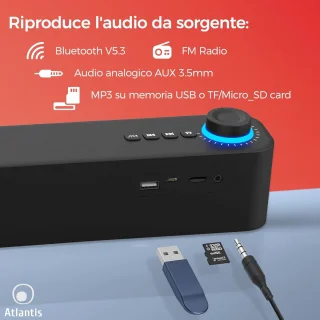 Krachtige Draagbare Soundbar met Bluetooth 5.3 en FM-Radio voor PC, Smartphone en TV