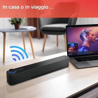 Krachtige Draagbare Soundbar met Bluetooth 5.3 en FM-Radio voor PC, Smartphone en TV