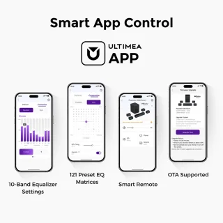 Ultimea Poseidon D80 Boom 7.1 Soundbar + 1 paar * Steady 300 luidsprekerstandaards, Dolby Atmos, 500 W piekvermogen, APP-bediening, 10-bands equalizerinstellingen, 121 vooraf ingestelde EQ-matrices, Bluetooth 5.3