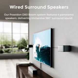 Ultimea Poseidon D80 Boom 7.1 Soundbar + 1 paar * Steady 300 luidsprekerstandaards, Dolby Atmos, 500 W piekvermogen, APP-bediening, 10-bands equalizerinstellingen, 121 vooraf ingestelde EQ-matrices, Bluetooth 5.3