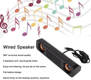 Soundbar for TV, USB Powered 3.5mm Plug Hifi Stereo Subwoofer TV Speakers Long Speaker for TV Desktop Computer