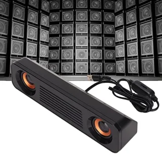 Soundbar for TV, USB Powered 3.5mm Plug Hifi Stereo Subwoofer TV Speakers Long Speaker for TV Desktop Computer