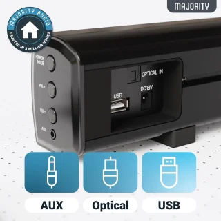 Compacte 2.1 Bluetooth Soundbar voor TV en PC met Afstandsbediening en Meerdere Aansluitingen
