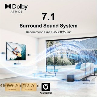 Wat vinden we goed aan de 7.1 Surround Sound System – Home Cinema Set – Soundbar – TV Speaker – Dolby Atmos Systeem – Draadloze Subwoofer – 460W Krachtig Geluid