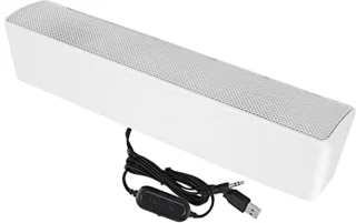 Draagbare soundbar, stereo soundbar met USB-kabel muziekspeler, bass surround soundbox met 3,5 mm audiostekker voor pc, mobiele telefoons, desktop, laptop, tv, tablet MP3, MP4 (wit)