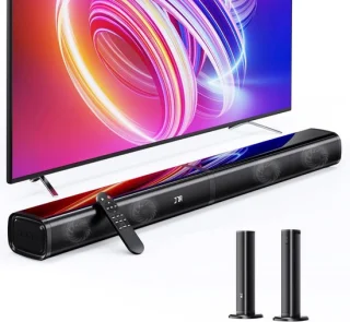Soundbar Met Ingebouwde Dubbele Subwoofer – Soundbars Voor TV – Met Afstandsbediening - Home Cinema System – Wandmontage Soundbar Surround Sound – 80 Cm – Zwart