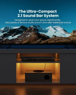 Soundbar met subwoofer voor tv, pc en gaming - 2.1-kanaals geluidsysteem met diepe bas en verbeterde geluidskwaliteit