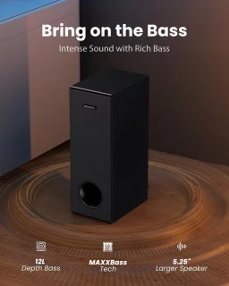 Soundbar met subwoofer voor tv, pc en gaming - 2.1-kanaals geluidsysteem met diepe bas en verbeterde geluidskwaliteit