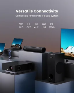 Soundbar met subwoofer voor tv, pc en gaming - 2.1-kanaals geluidsysteem met diepe bas en verbeterde geluidskwaliteit