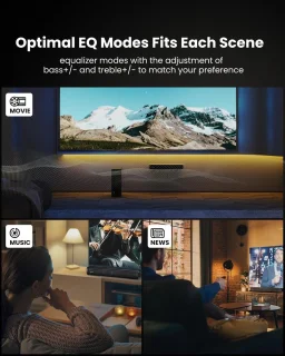 Soundbar met subwoofer voor tv, pc en gaming - 2.1-kanaals geluidsysteem met diepe bas en verbeterde geluidskwaliteit