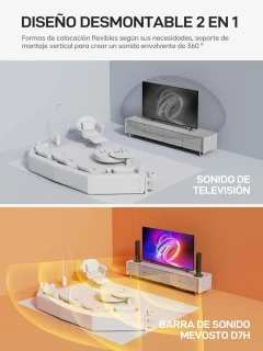 Afneembare 2.2-Kanaals Soundbar met Geïntegreerde Subwoofers - 80 cm Home Cinema-geluidssysteem met Draadloze Verbinding