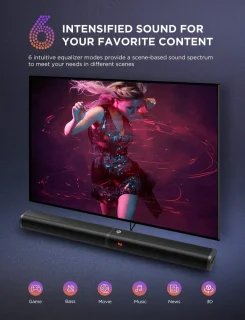 Soundbar met Subwoofer 2.1-kanaal 190W voor TV - Bluetooth 5.0, Instelbare Bas en DSP Technologie
