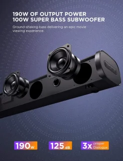 Soundbar met Subwoofer 2.1-kanaal 190W voor TV - Bluetooth 5.0, Instelbare Bas en DSP Technologie