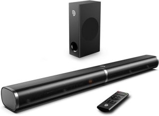 Sterke 2.1-soundbar met diepe bas en slimme modi
