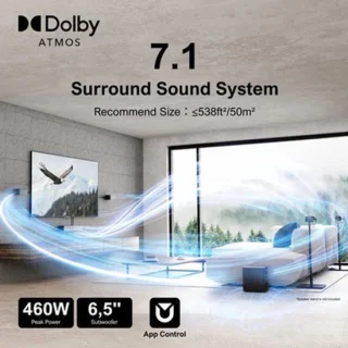 7.1 soundbar met draadloze subwoofer en Dolby Atmos