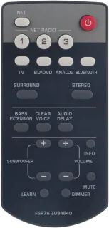 Aulcmeet FSR76 ZU84640 vervangende afstandsbediening voor Yamaha soundbar