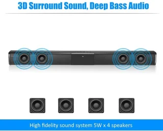Bluetooth Soundbar Zwart met Afstandsbediening