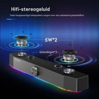 Computerluidspreker met RGB-verlichting, zwart