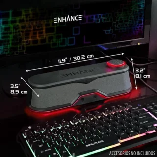 Computersoundbar USB en AUX - 10 watt vermogen - 30,45 cm breed - kunststof - gaming en bureaug geluid