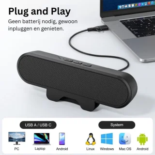 DailySupplies® PC USB Mini Soundbar - Zwart