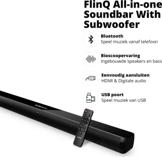 FlinQ Bluetooth Soundbar met Subwoofer Zwart