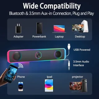 Gaming USB Soundbar voor PC en Laptop