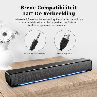 Gloovon Soundbar PC met Subwoofer Zwart