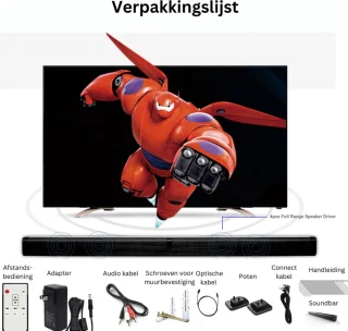 Happyment Soundbar TV met Subwoofer Zwart