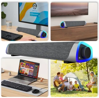 JeiibrZui PC Soundbar Luidspreker - Ivoorwit