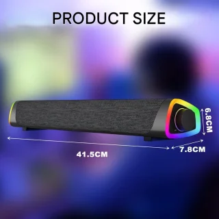 JeiibrZui PC Soundbar - PC-luidspreker voor desktop en laptop - Donkerzwart