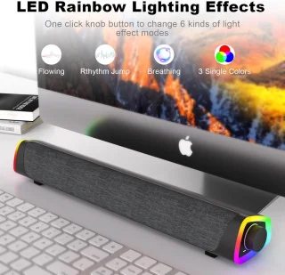 JeiibrZui PC Soundbar - PC-luidspreker voor desktop en laptop - Donkerzwart