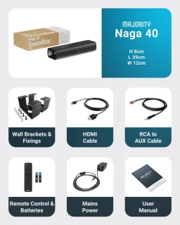 Majority Naga 40 Soundbar 2.1 Zwart