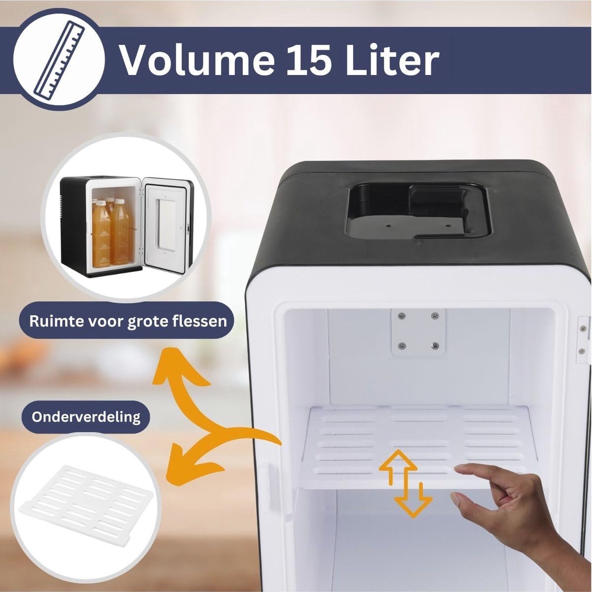 Mini-koelkast 15L met koel- en verwarmfunctie