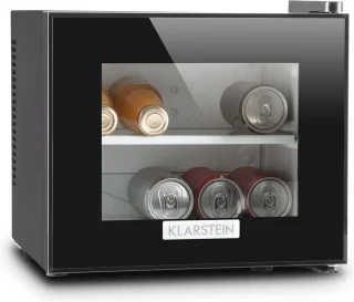 Mini koelkast zwart 10L met glazen deur A+