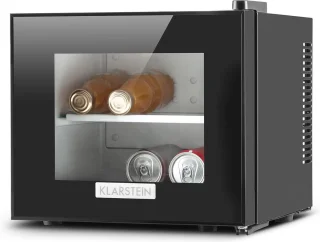 Mini koelkast zwart 10L met glazen deur A+
