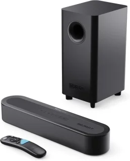 Mini soundbar 2.1 met subwoofer - zwart - voor televisie en pc