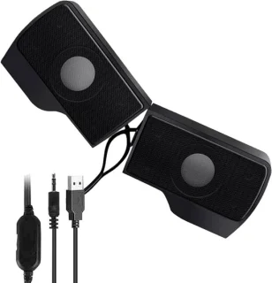 Mini soundbar - clip-on - 2.0 stereo - zwart