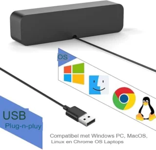 Mini Soundbar Grijs voor PC en Computer 3,5x18x5 cm