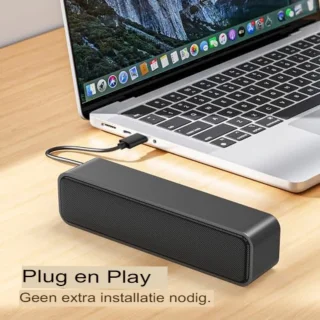 Mini Soundbar Grijs voor PC en Computer 3,5x18x5 cm
