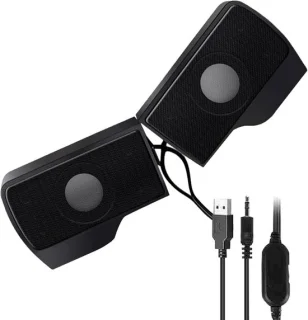 Mini soundbar pc luidspreker 2.0 stereo zwart