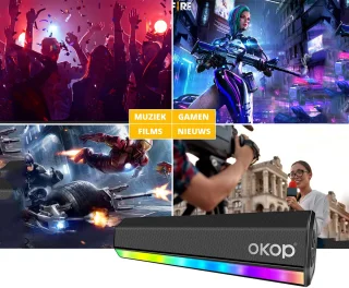 OKOP Draadloze Soundbar met LED RGB verlichting