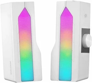 Strakke witte 2.0 soundbar voor gaming: stijlvol, compact en RGB-verlicht