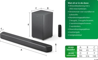 Philips TAB5309 Soundbar 2.1 Grijs